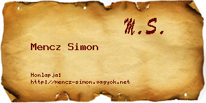 Mencz Simon névjegykártya